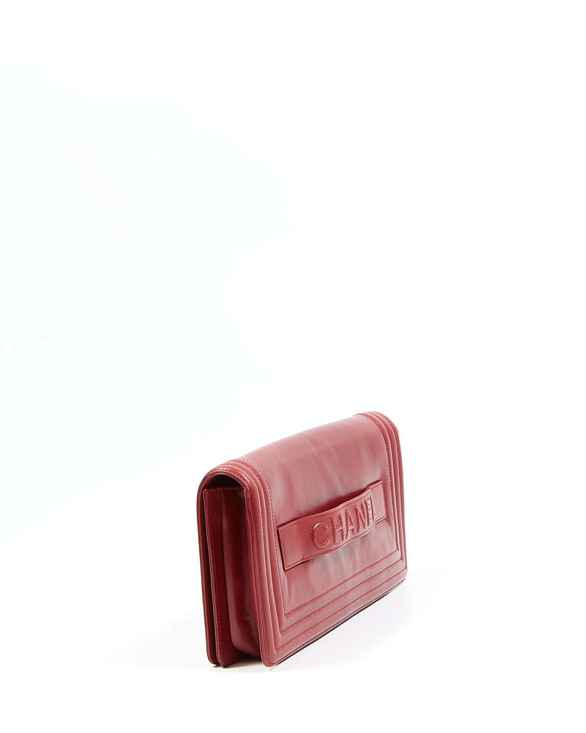 Chanel Wine Red Lambskin Boy Clutch