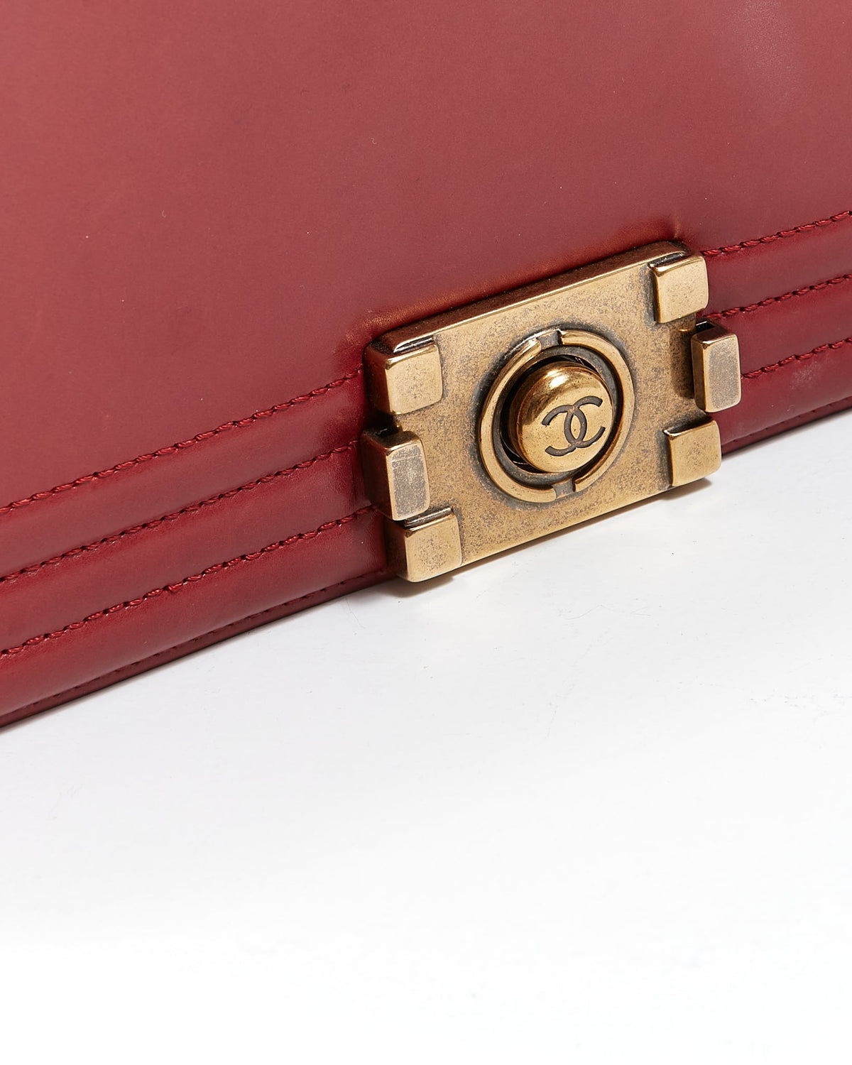 Chanel Wine Red Lambskin Boy Clutch