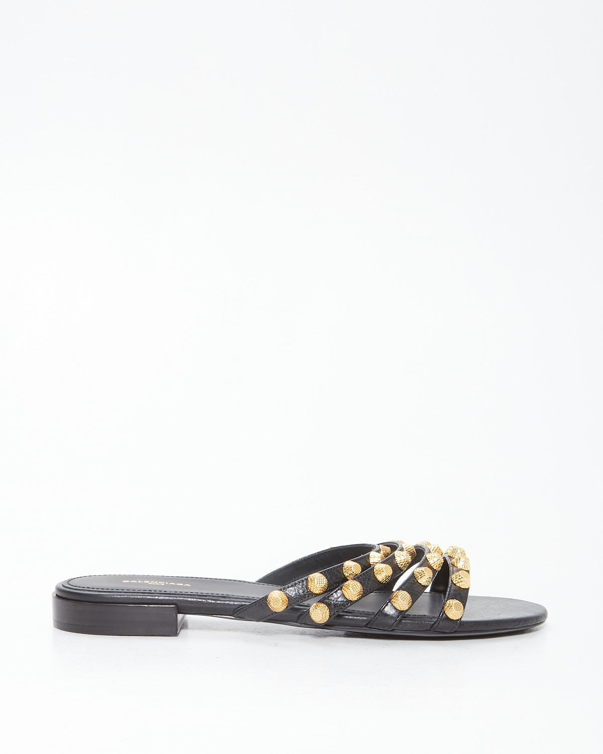 Balenciaga Black Leather Studded Sandals - 38