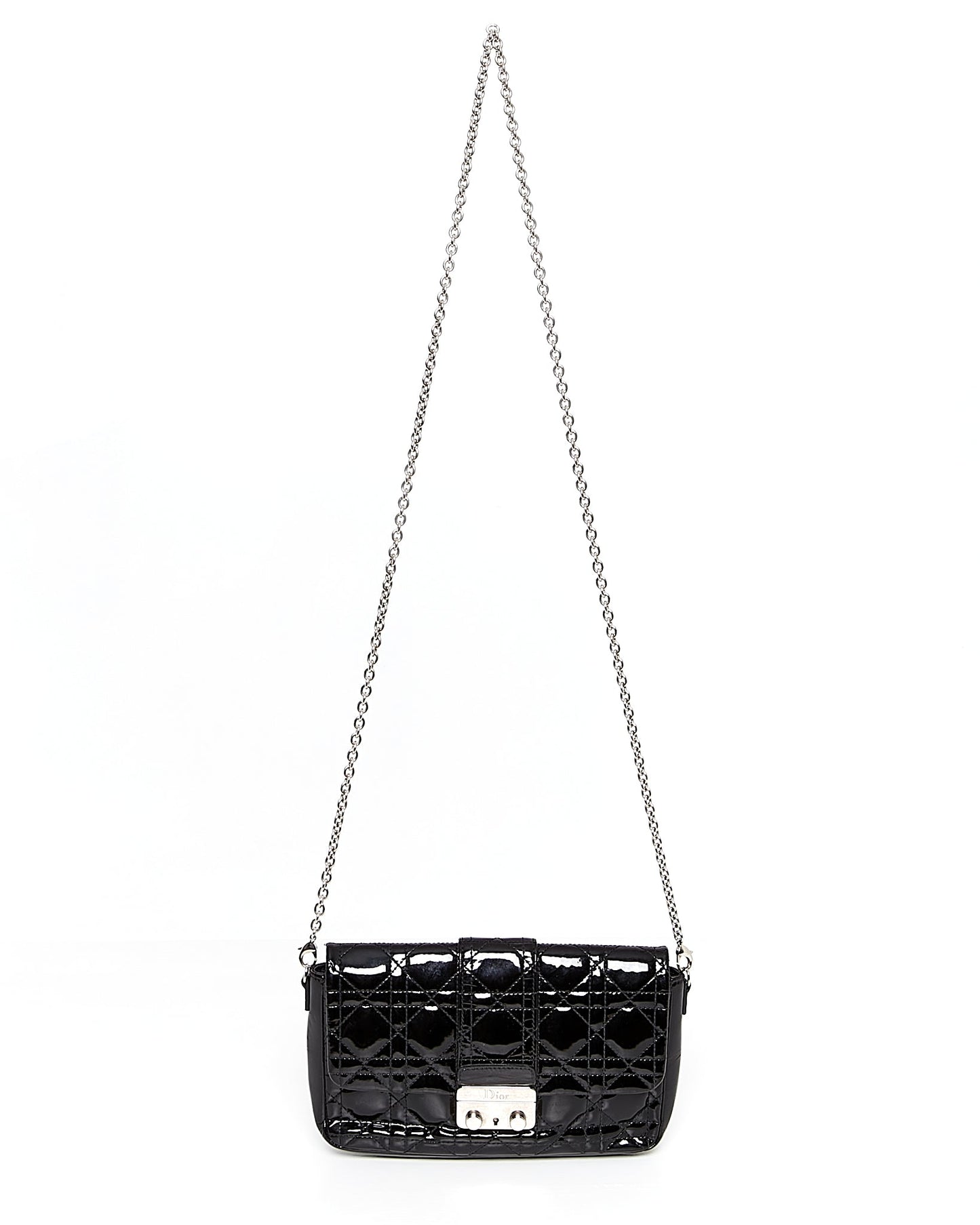 Dior Black Patent Leather Cannage Miss Promenade Wallet On Chain Bag