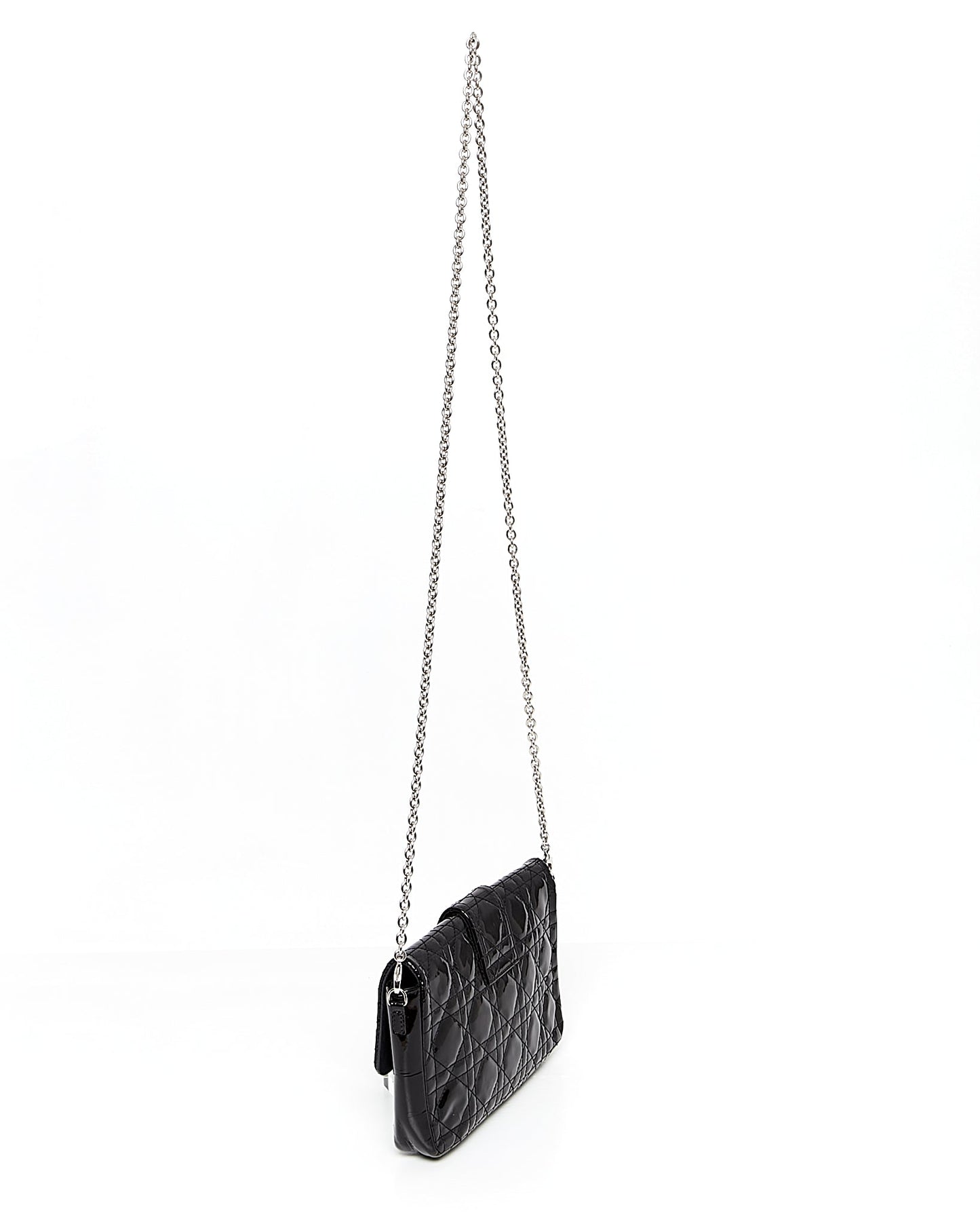 Dior Black Patent Leather Cannage Miss Promenade Wallet On Chain Bag