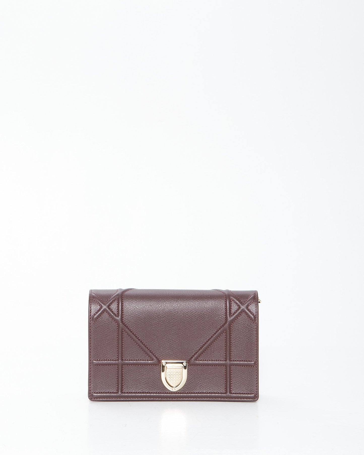 Dior Burgundy Leather Diorama Wallet On Chain Bag