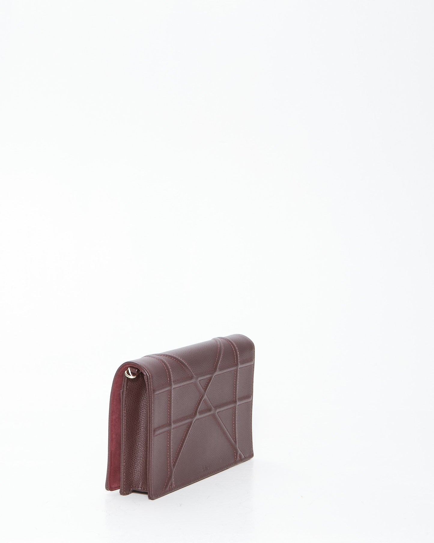Dior Burgundy Leather Diorama Wallet On Chain Bag