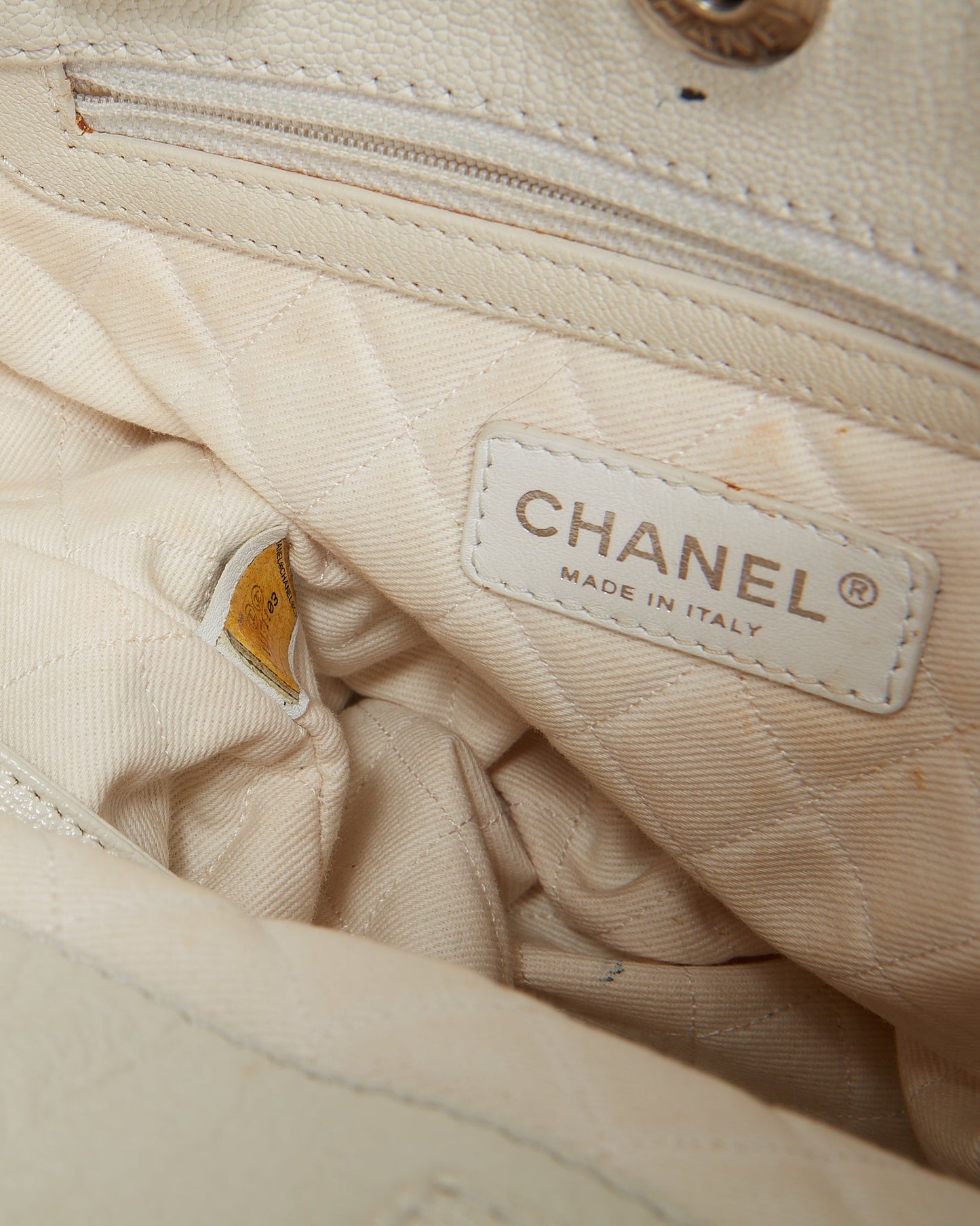 Chanel White Leather CC Perforated Tote Bag