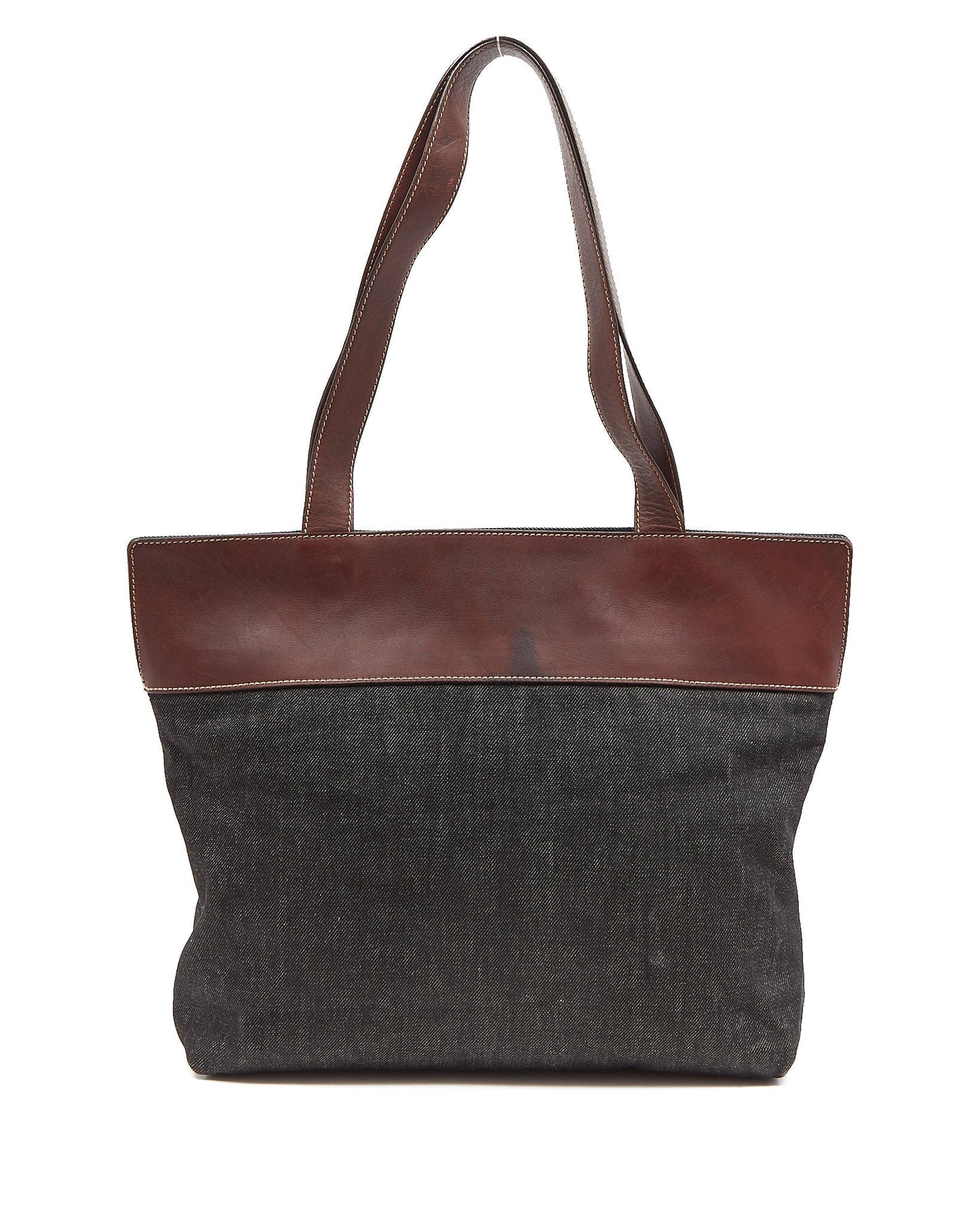 Chanel Brown Leather and Denim CC Tote Bag