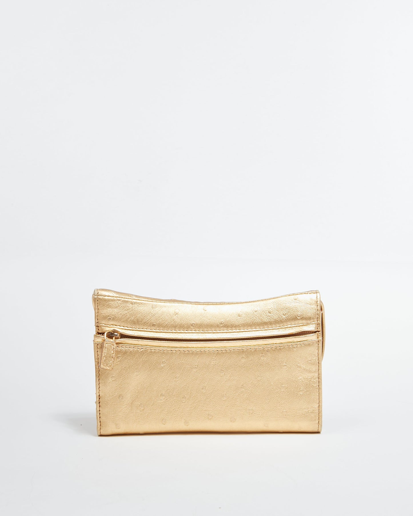 Dior Gold Embossed Leather Saddle Wallet