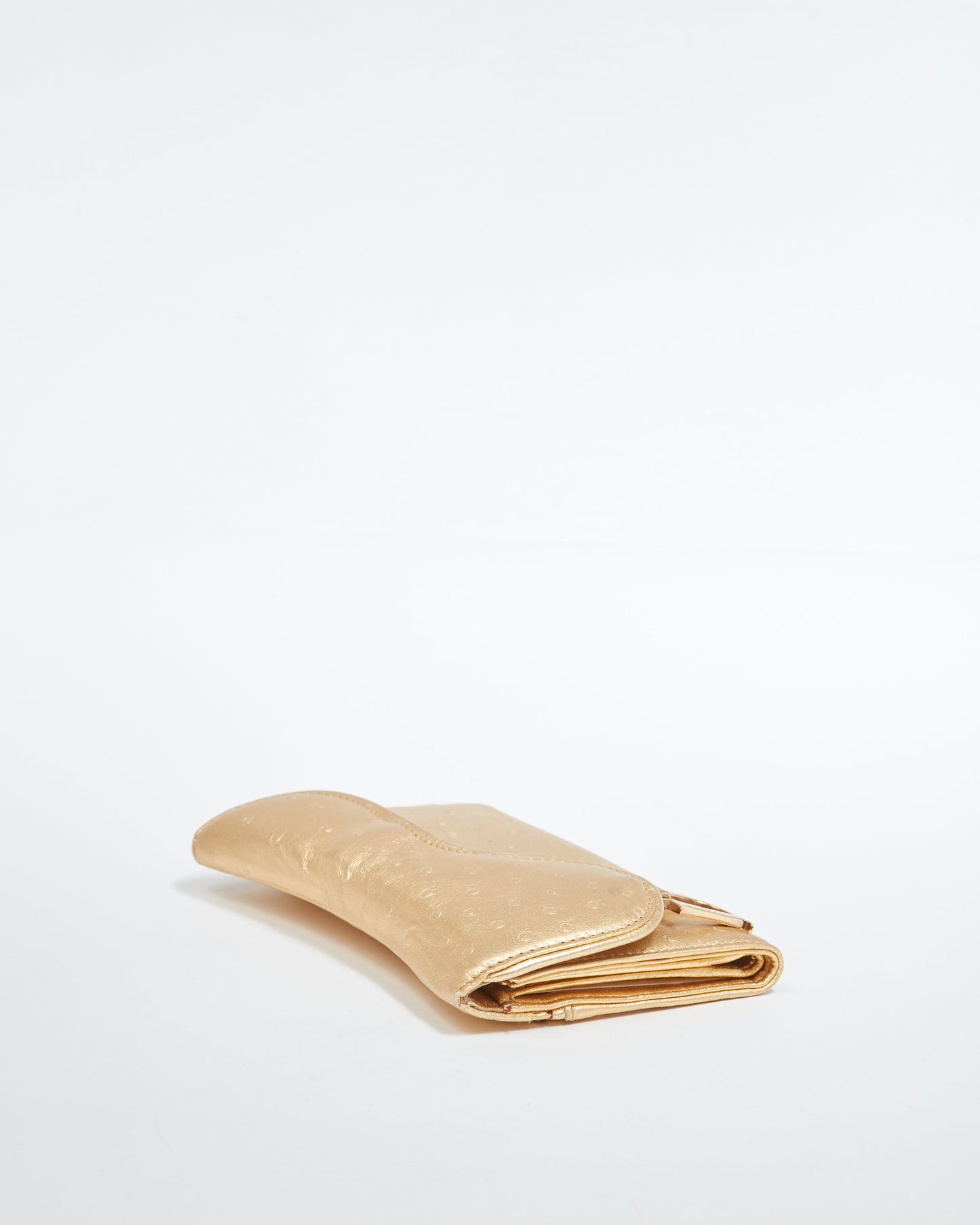 Dior Gold Embossed Leather Saddle Wallet