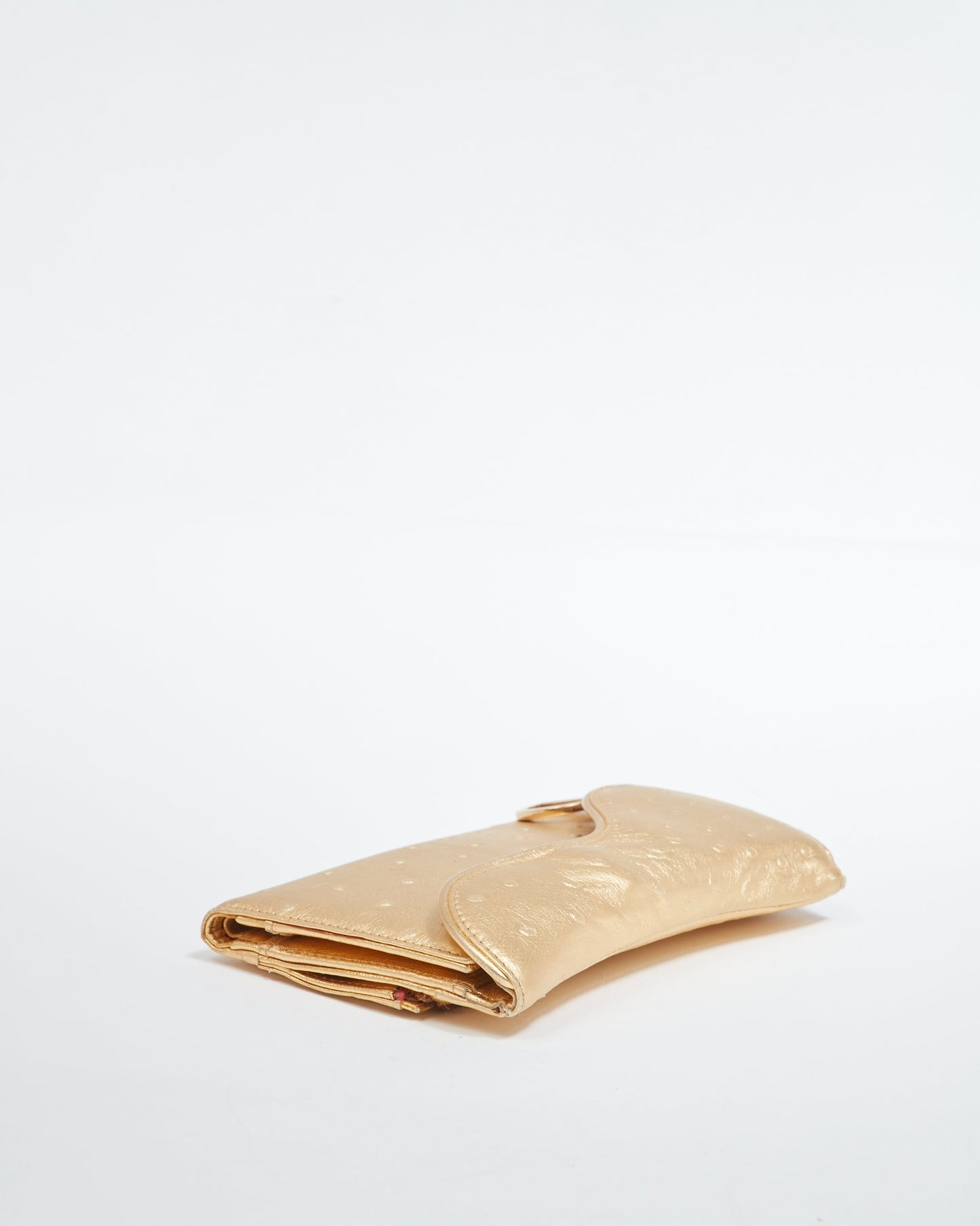 Dior Gold Embossed Leather Saddle Wallet