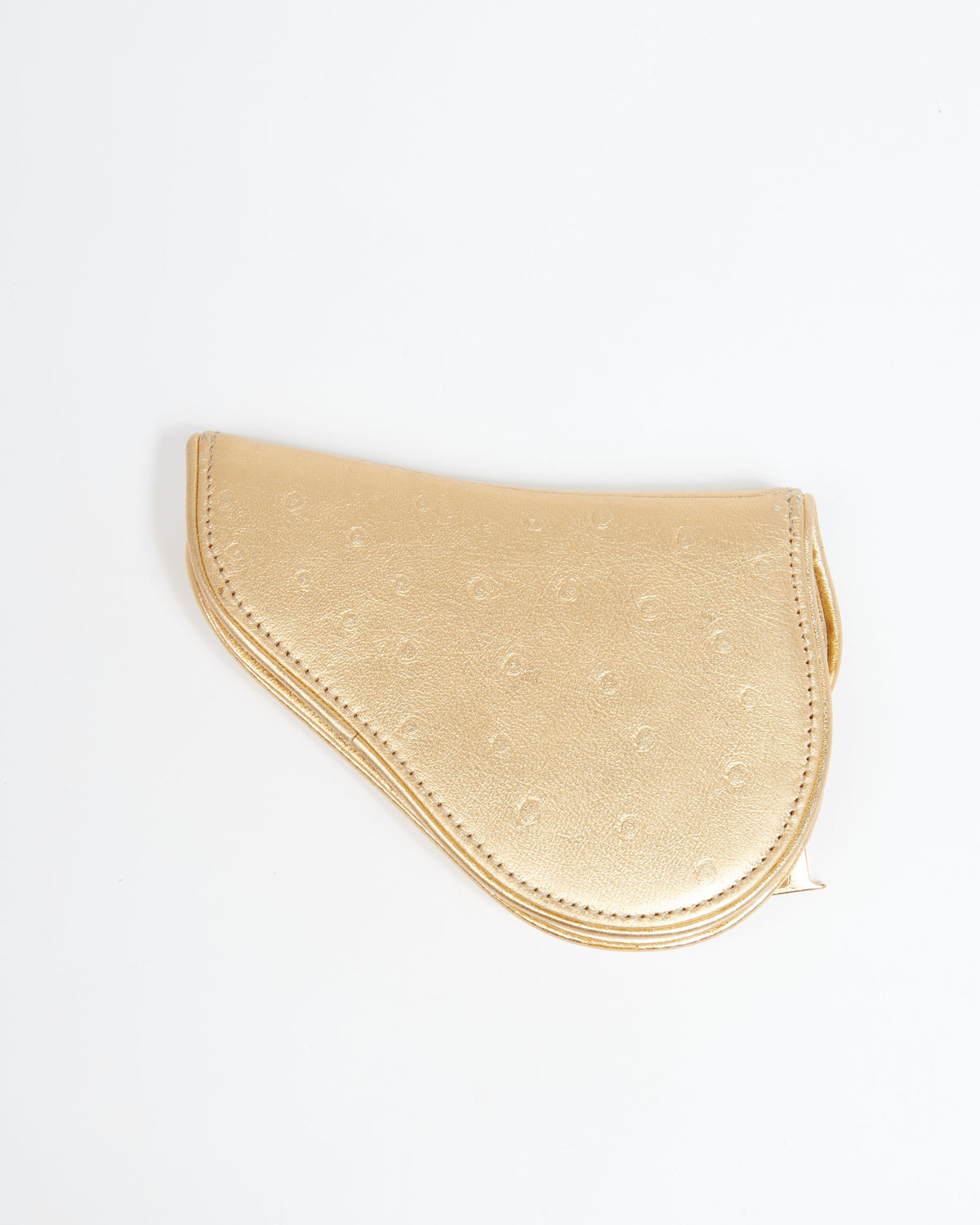 Dior Gold Embossed Leather Saddle Coin Pouch
