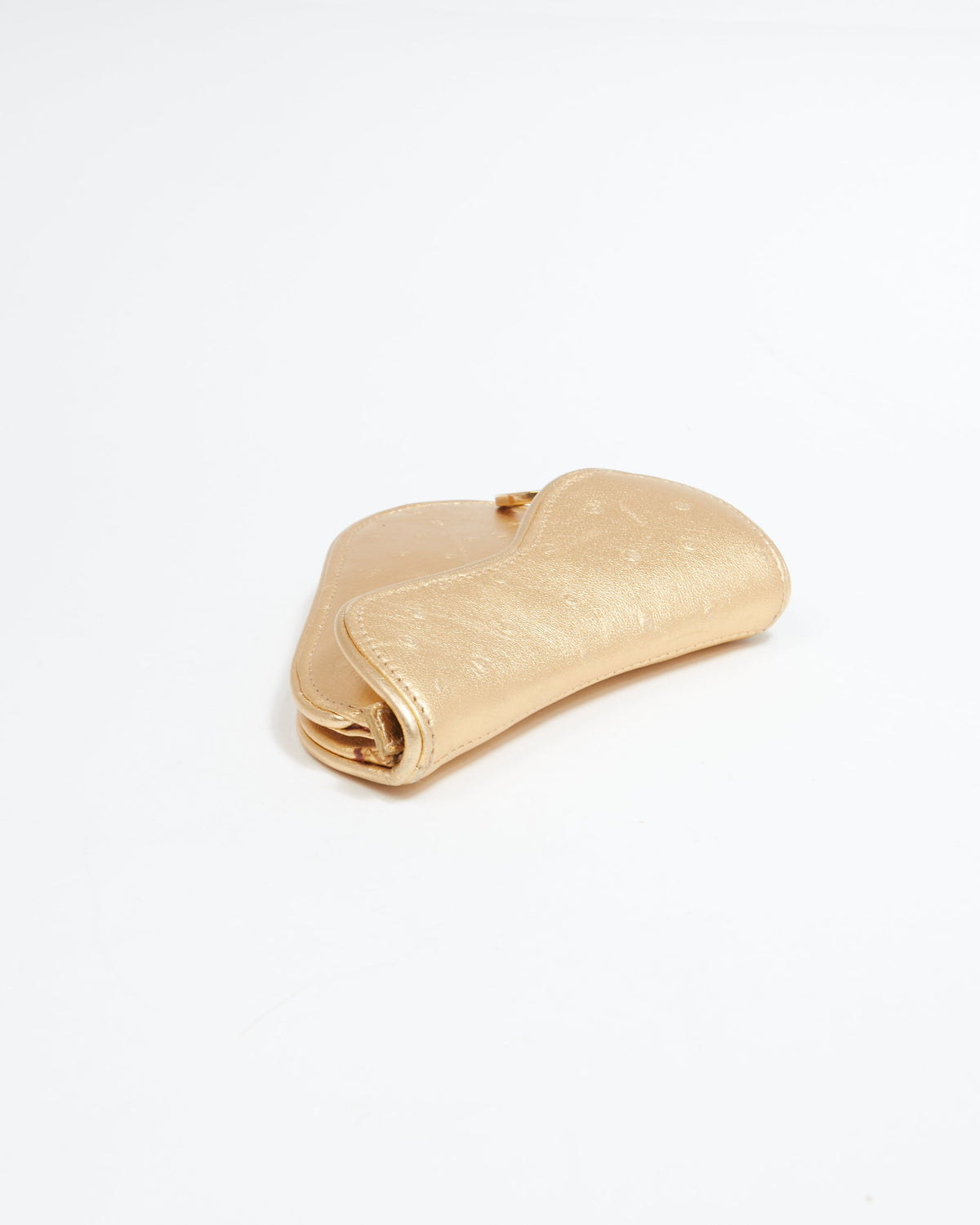 Dior Gold Embossed Leather Saddle Coin Pouch