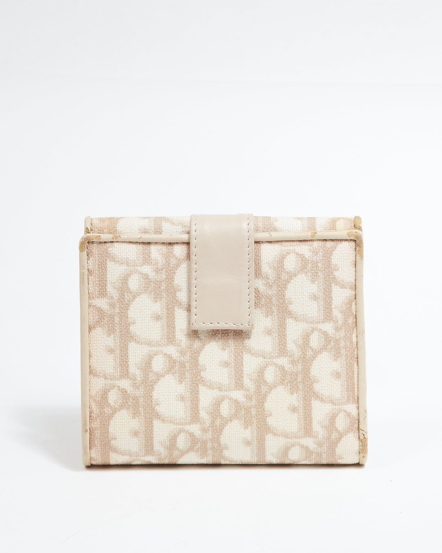 Dior Beige Coated Canvas Romantique Trotter Monogram D Bow Wallet