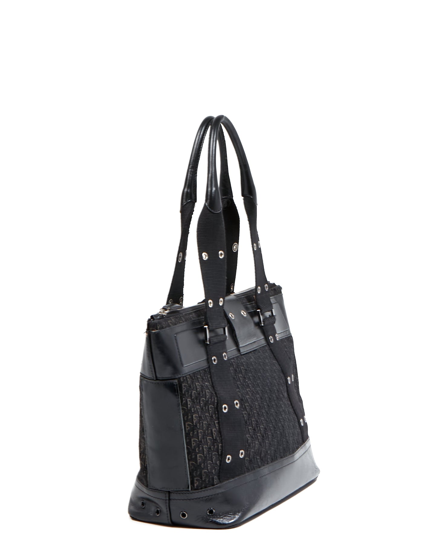 Dior Vintage Black Trotter Street Chic Top Handle Tote Bag