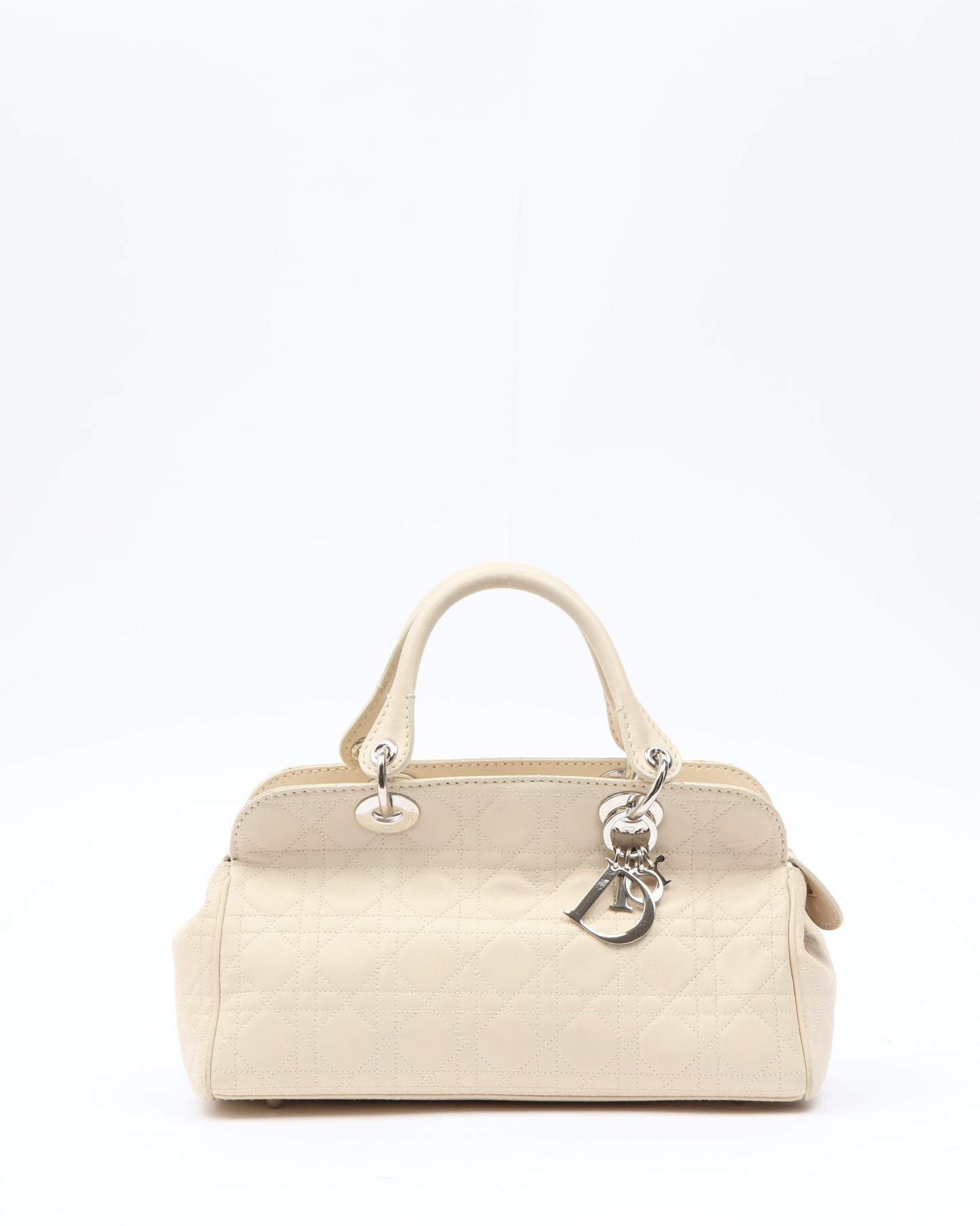 Dior Cream Leather Cannage Top Handle Bag