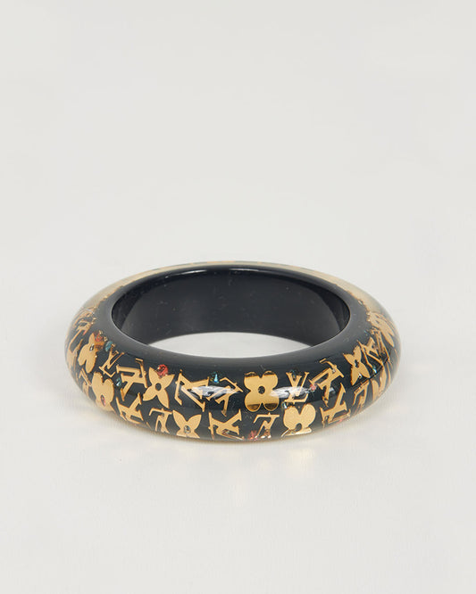 Louis Vuitton Black Wide Monogram Inclusion Bracelet