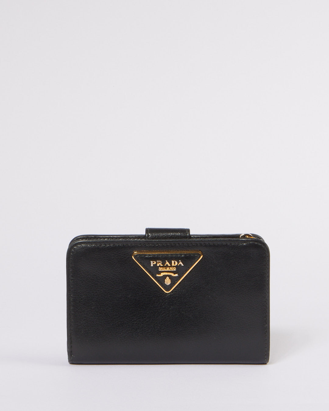 Prada Black Leather Compact Wallet