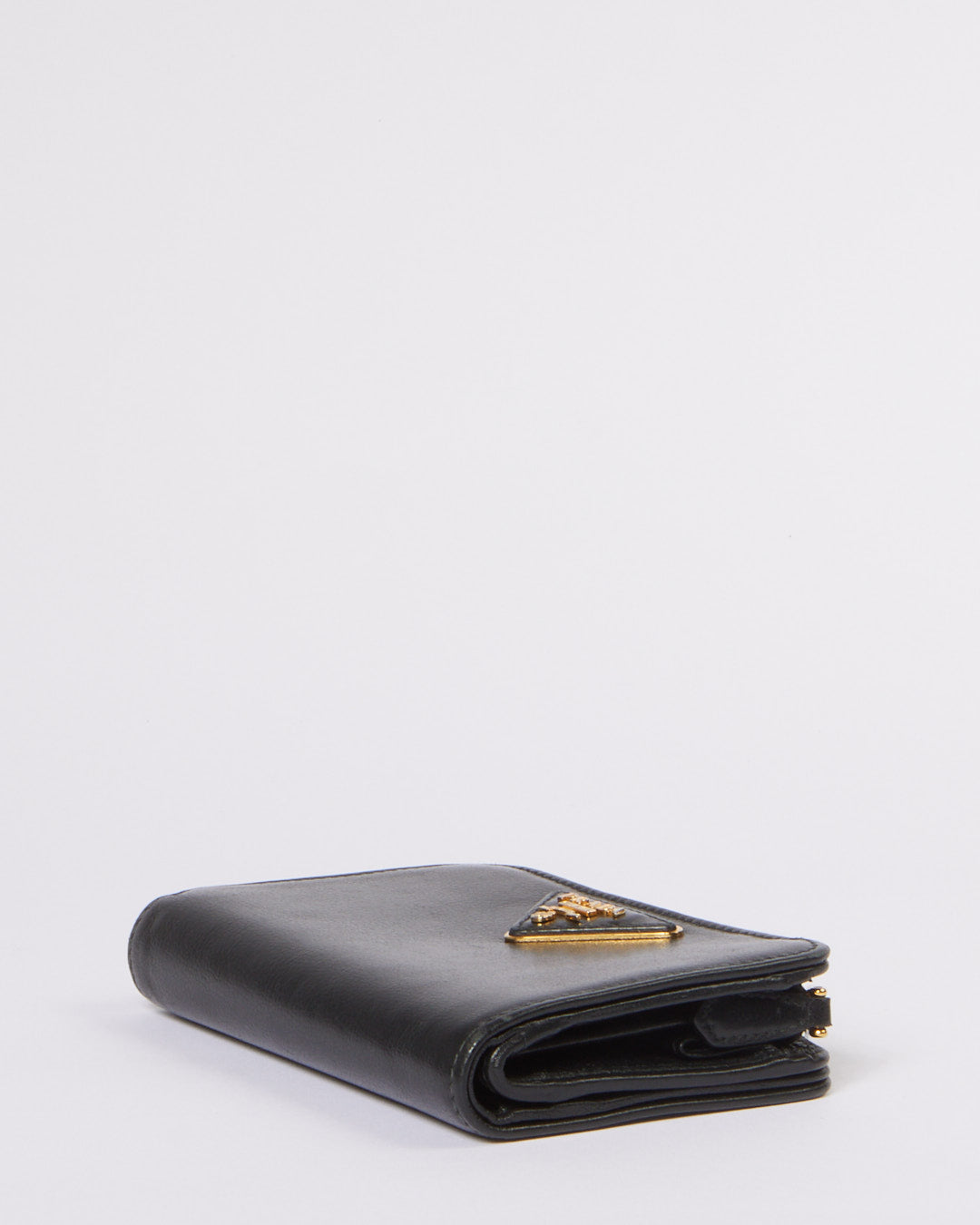 Prada Black Leather Compact Wallet