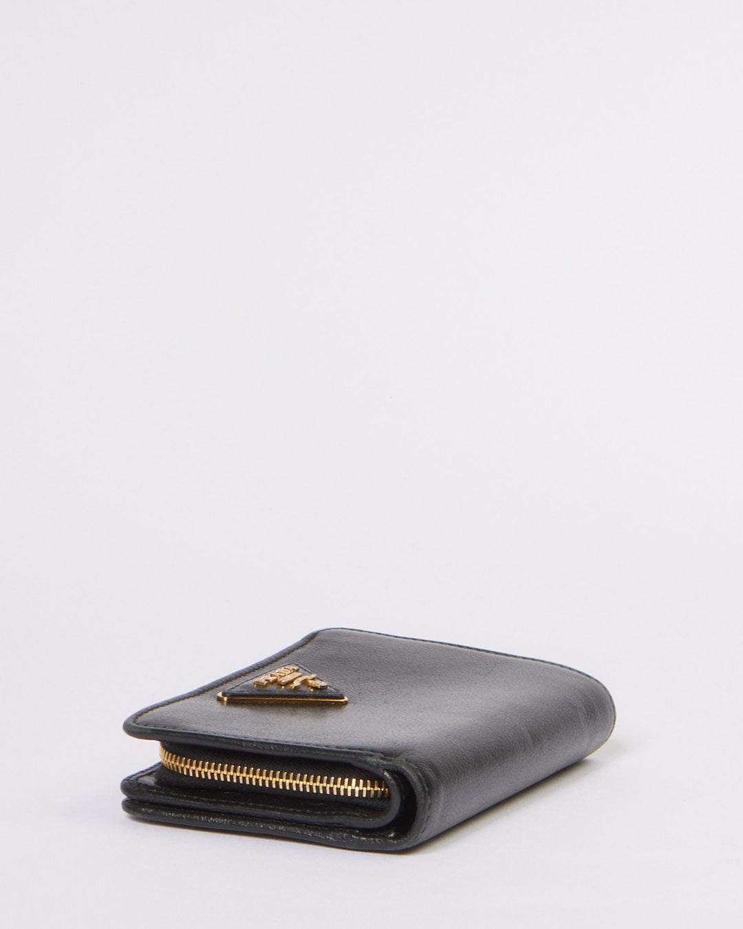Prada Black Leather Compact Wallet