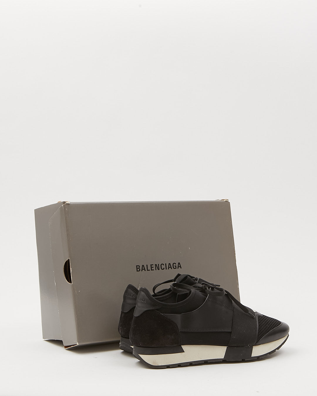 Balenciaga Black Suede & Leather Race Runner Athlethic Sneaker - 39