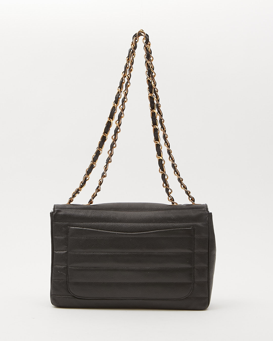 Chanel Black Vintage Caviar Vertical XL Jumbo Flap Bag