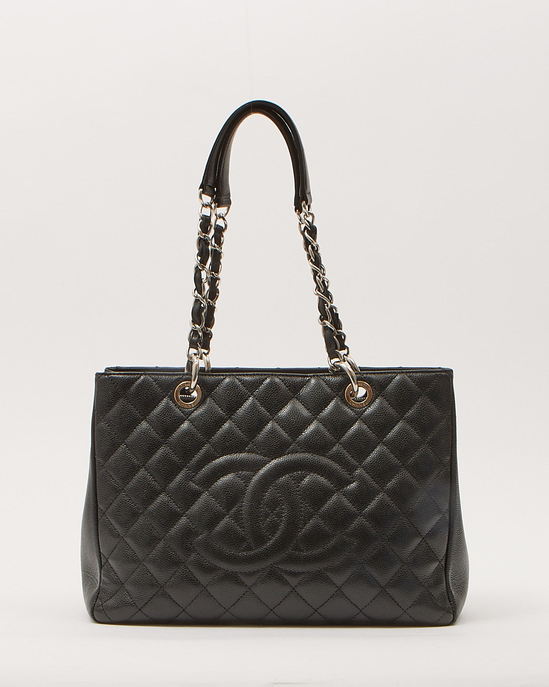 Chanel Black Caviar Leather Quilted Grand Shopping Tote Bag