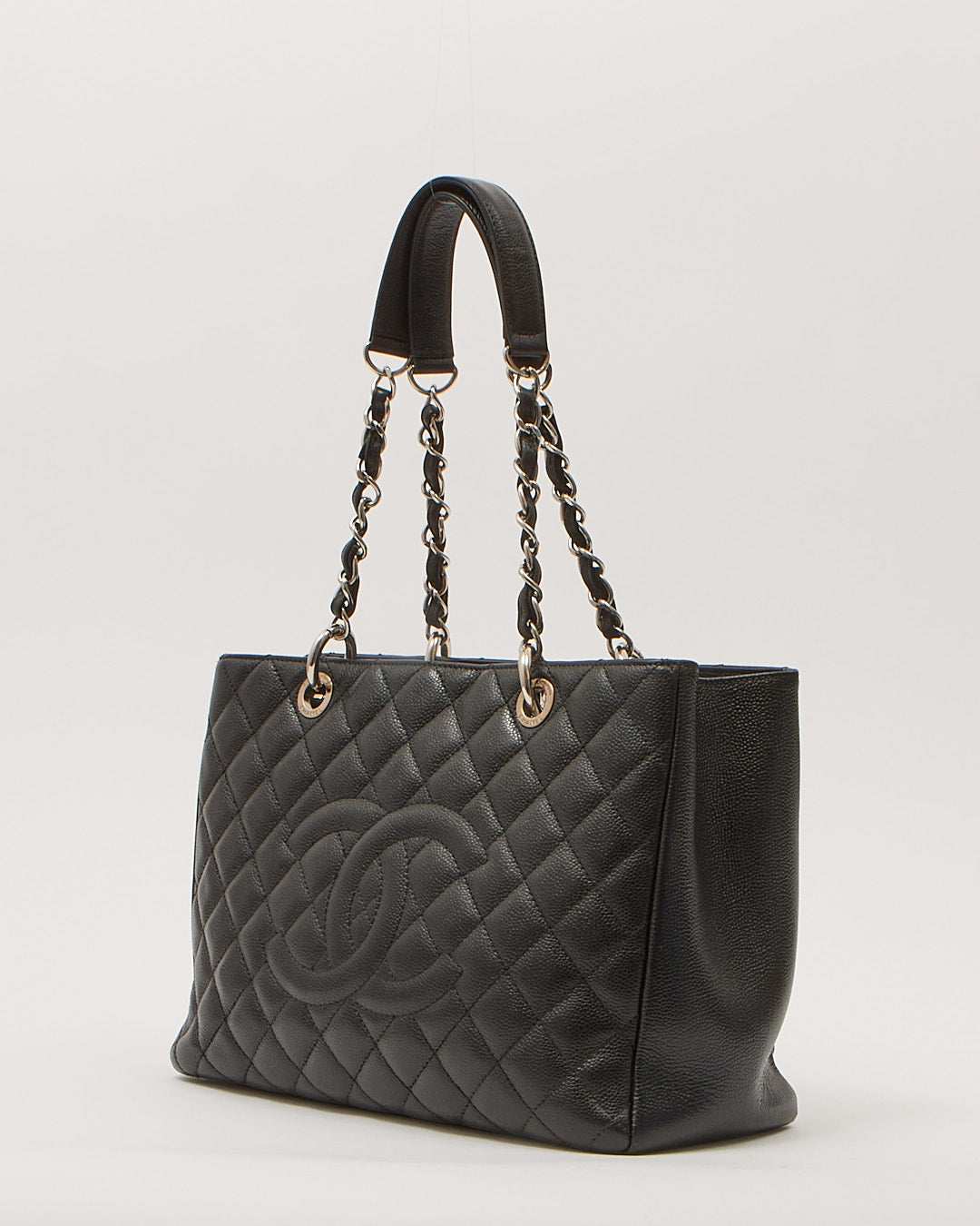 Chanel Black Caviar Leather Quilted Grand Shopping Tote Bag