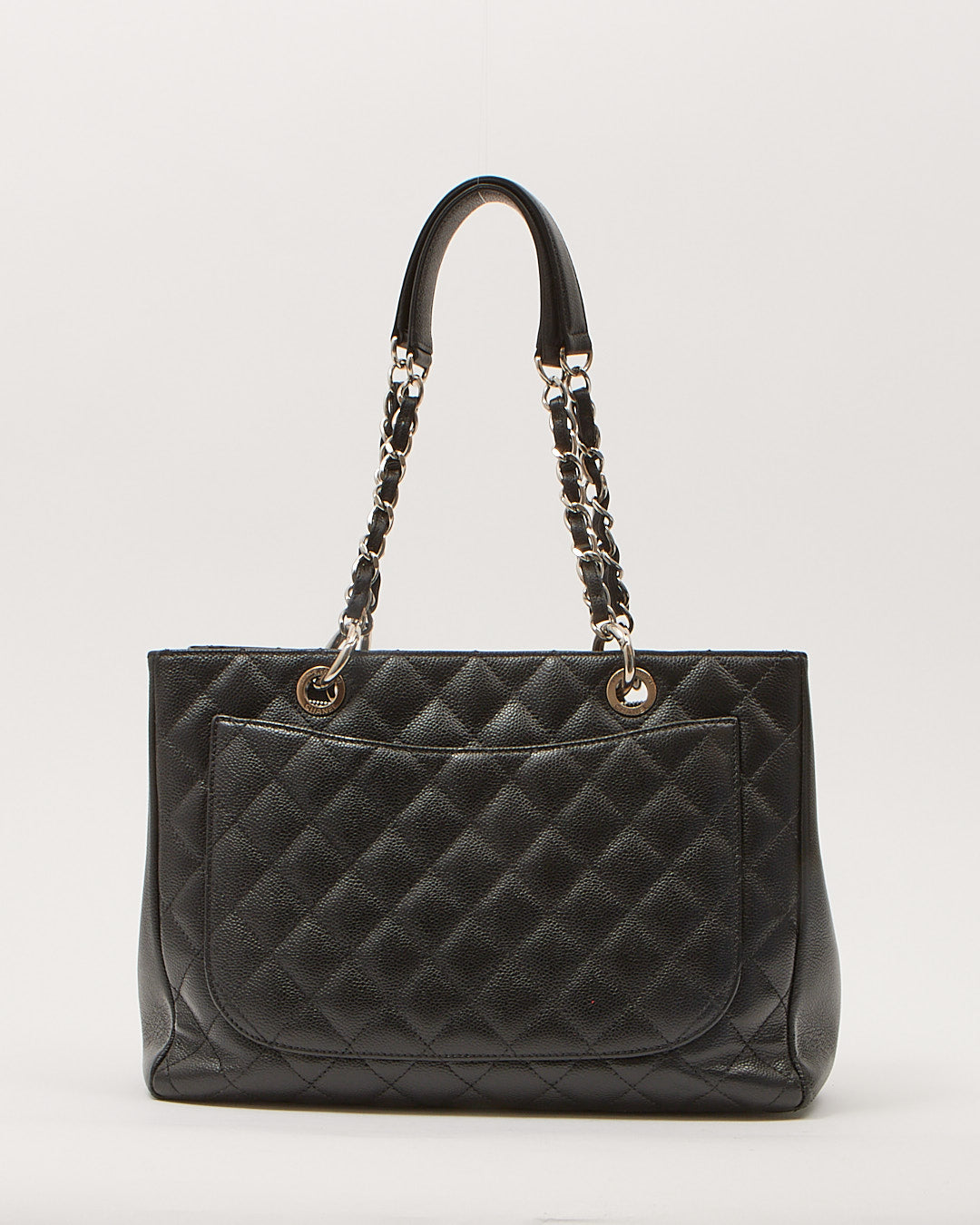 Chanel Black Caviar Leather Quilted Grand Shopping Tote Bag