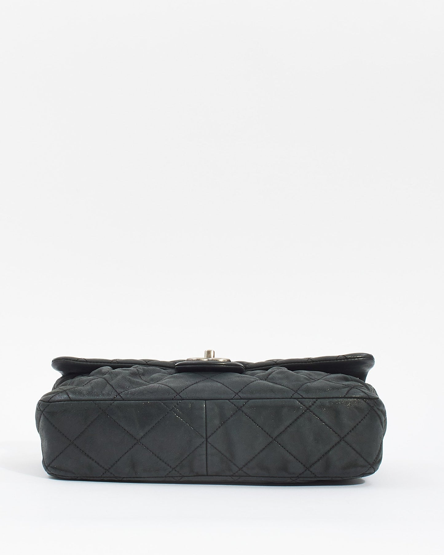 Chanel Black Quilted Iridescent Leather East West Single Flap Bag