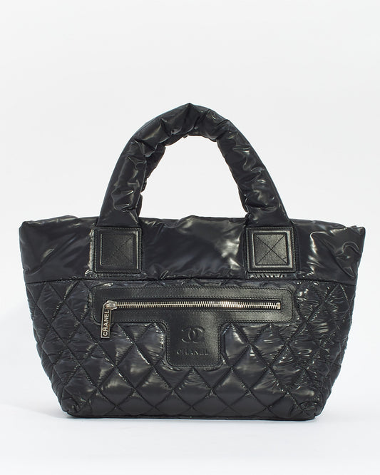 Chanel Black Nylon Quilted Coco Cocoon Reversible Small Tote