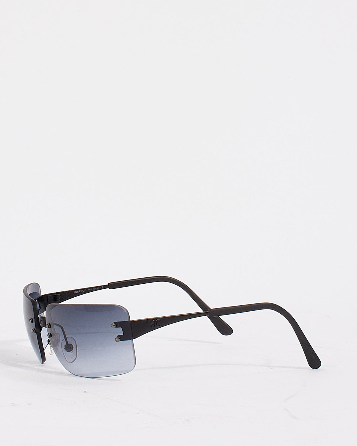 Chanel Vintage Black Smoke 4005 Modello Rimless Sunglasses
