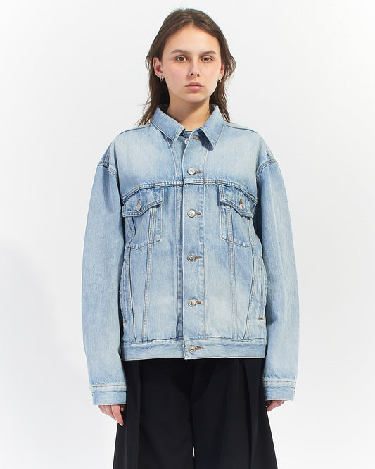 Balenciaga Light Blue Logo Denim Jacket - 44