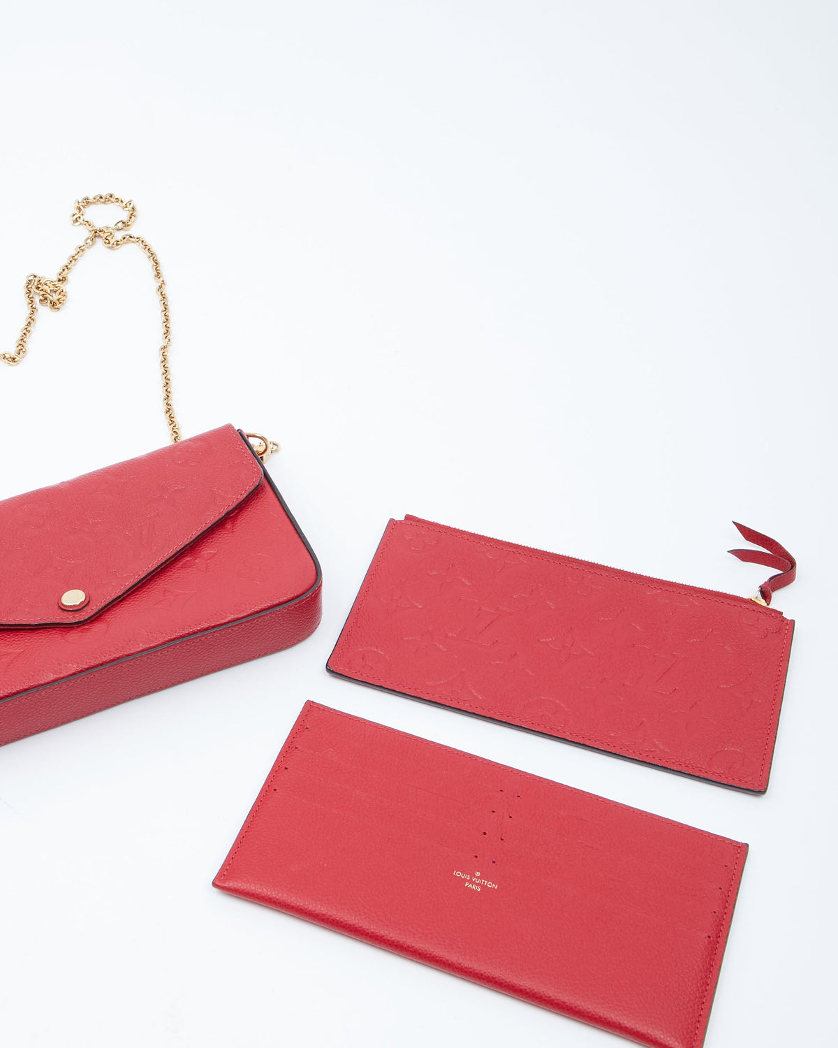 Louis Vuitton Red Monogram Empreinte Felicie Chain Shoulder Bag