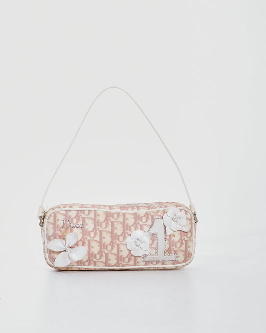 Dior Pink Monogram Girly Canvas Small Shoulder Bag