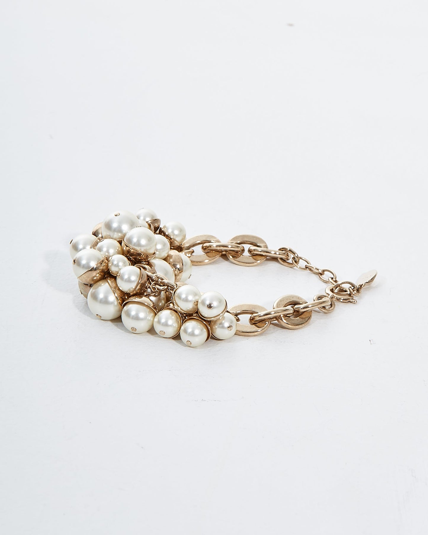 Dior Silver and White Pearl Cluster Bracelet