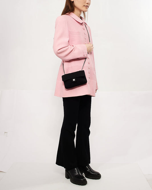 Chanel Black/Grey Wool/Multi Logo Mini Flap/Foldable Shopping Tote