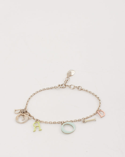 Dior Silver Multi Logo Chain Charm Bracelet