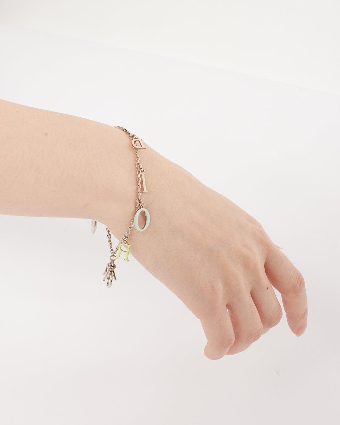 Dior Silver Multi Logo Chain Charm Bracelet