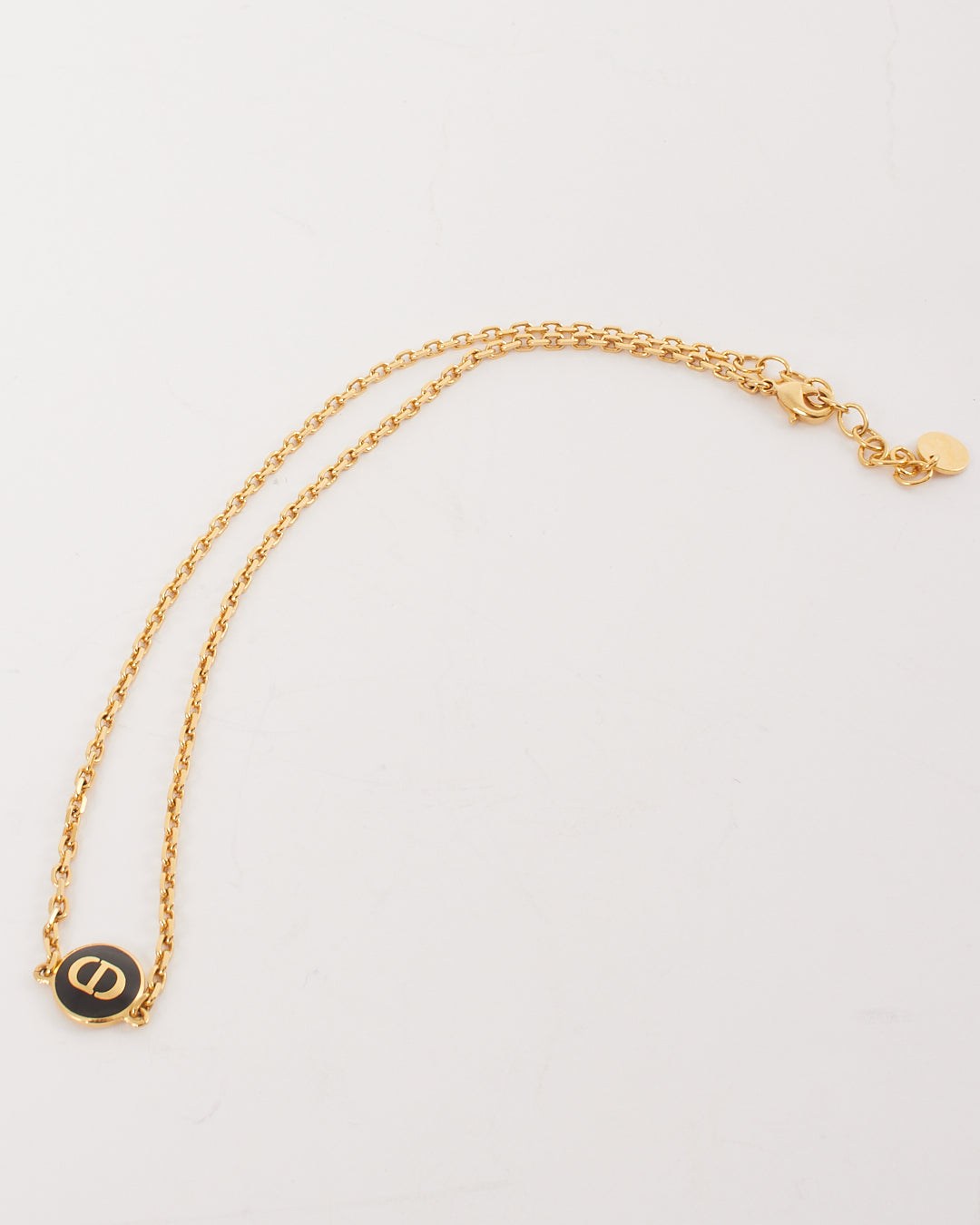 Dior Gold/Black Emblem Logo Necklace