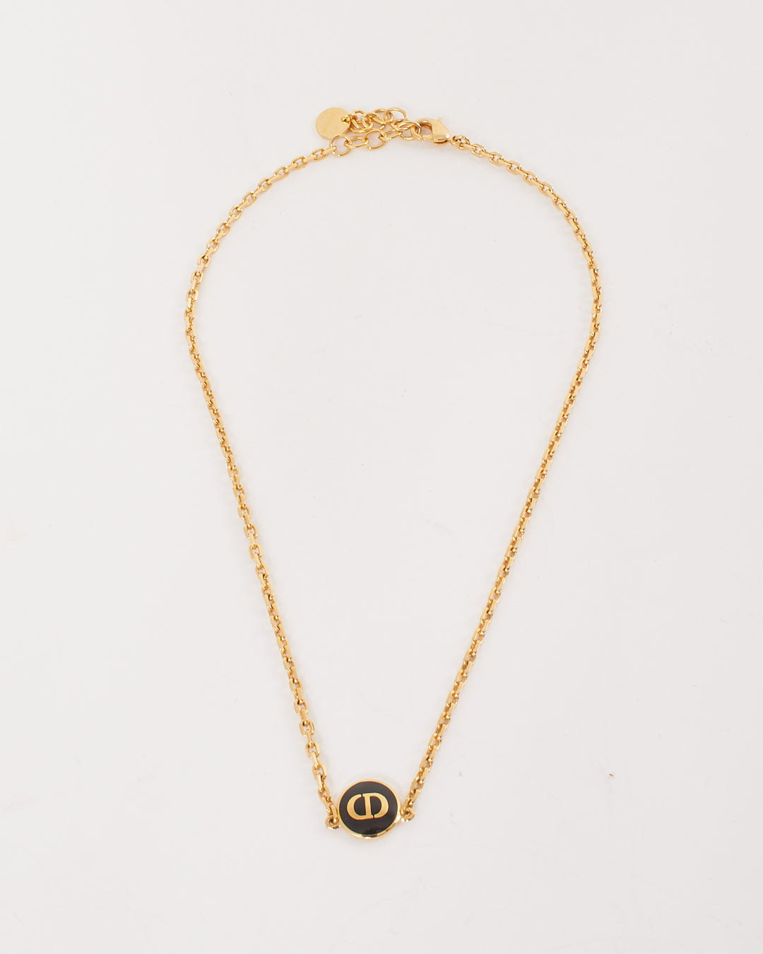 Dior Gold/Black Emblem Logo Necklace