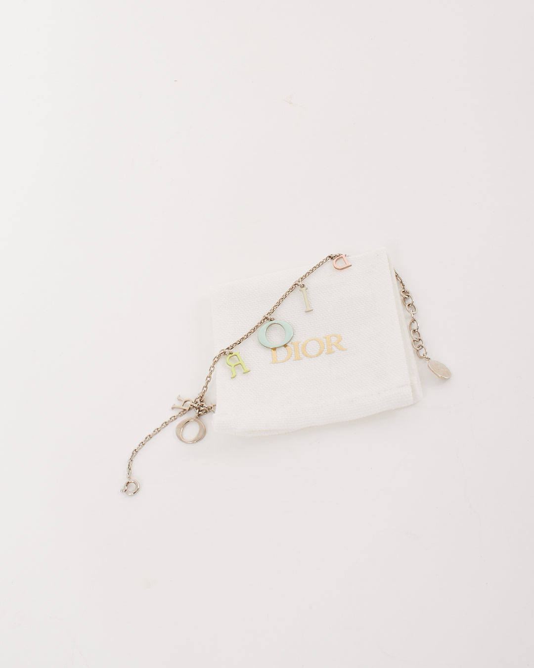 Dior Silver Multi Logo Chain Charm Bracelet