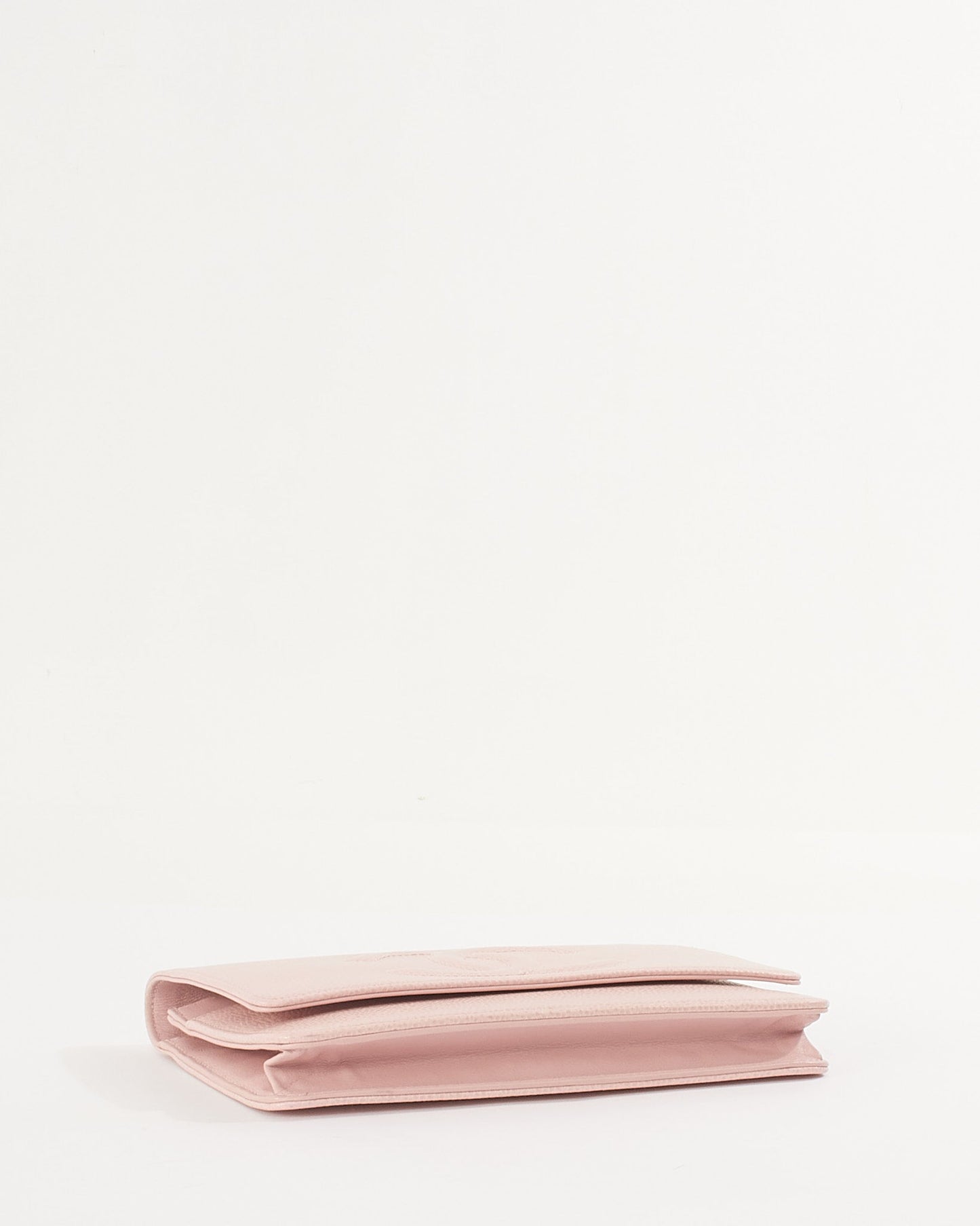 Chanel Pink Caviar Leather Timeless CC Wallet On Chain with Silver Hardware