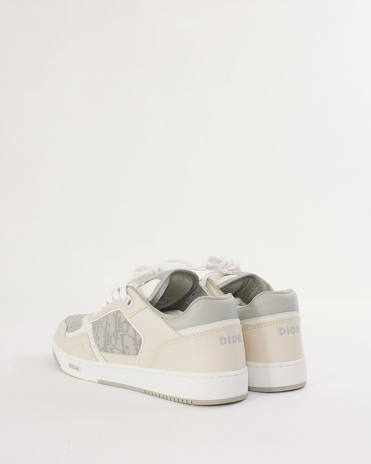 Dior White and Grey Smooth Calfskin Leather Low Top B27 Sneakers - 40