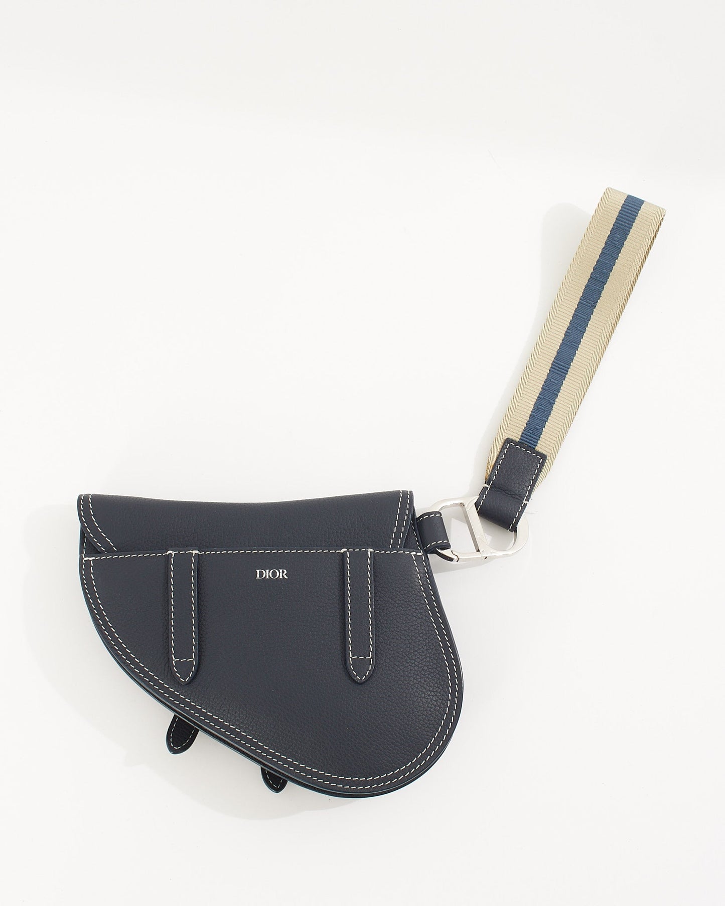 Dior Navy Key Ring Saddle Wristlet