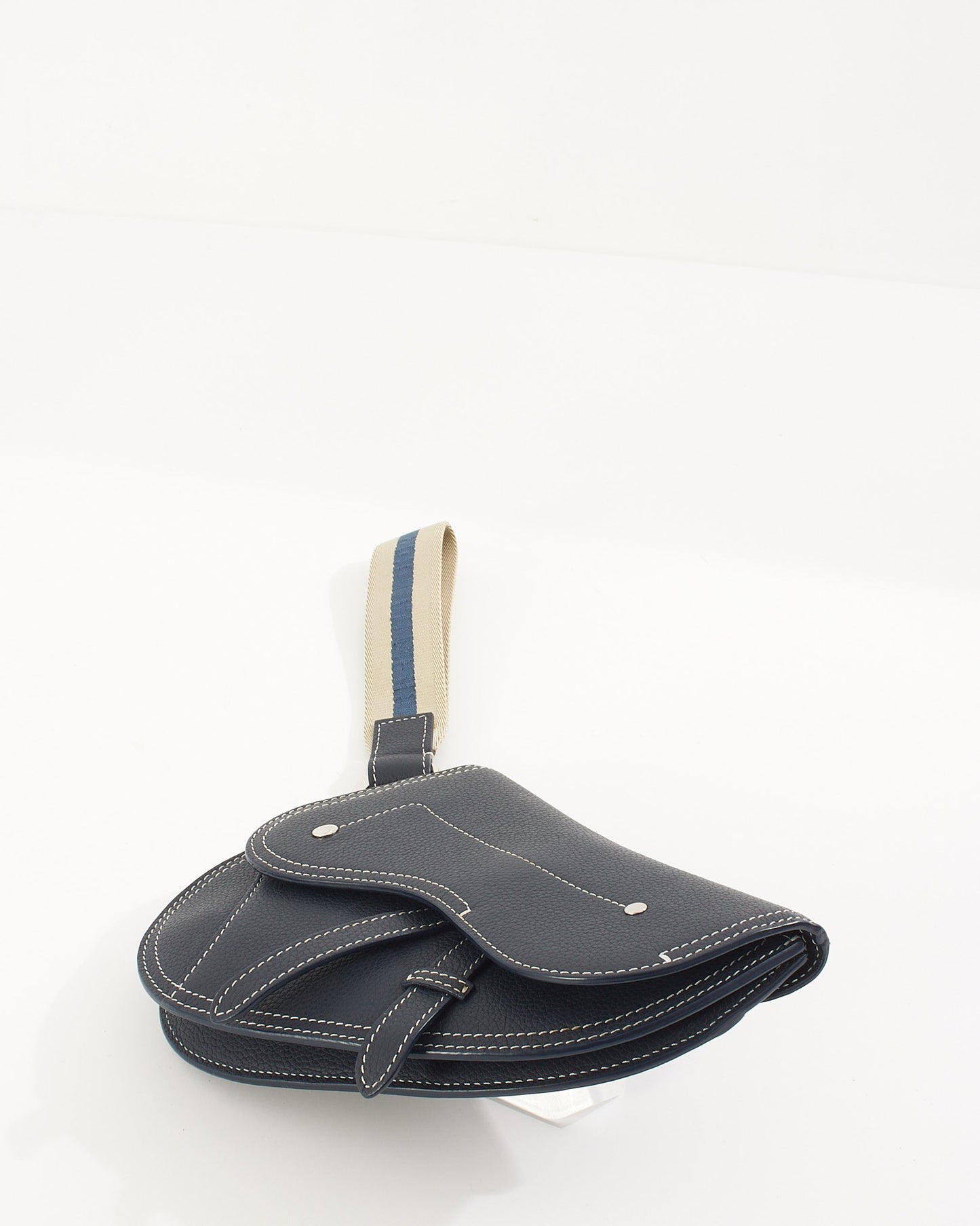 Dior Navy Key Ring Saddle Wristlet