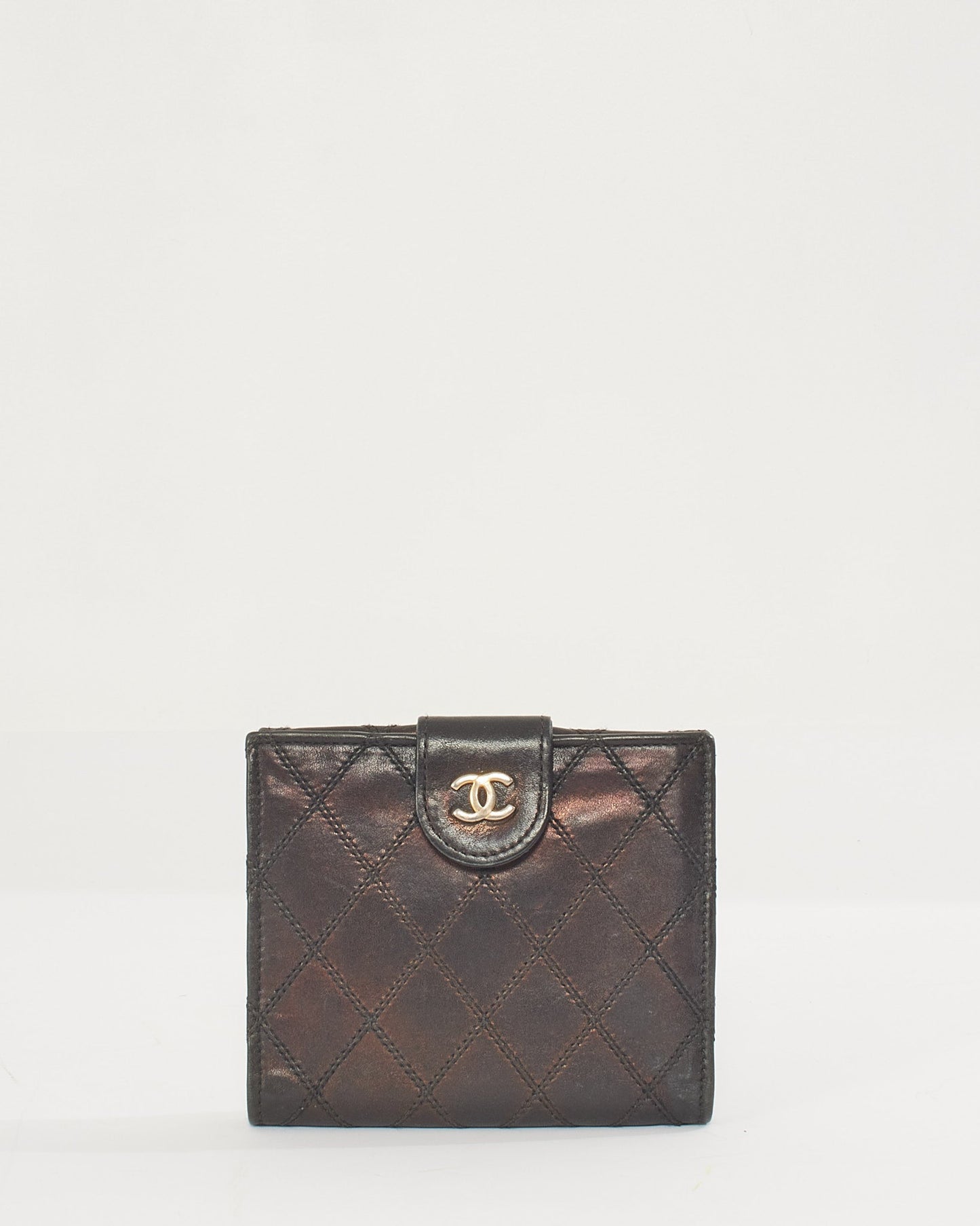 Chanel Black Lambskin Leather Square Wallet
