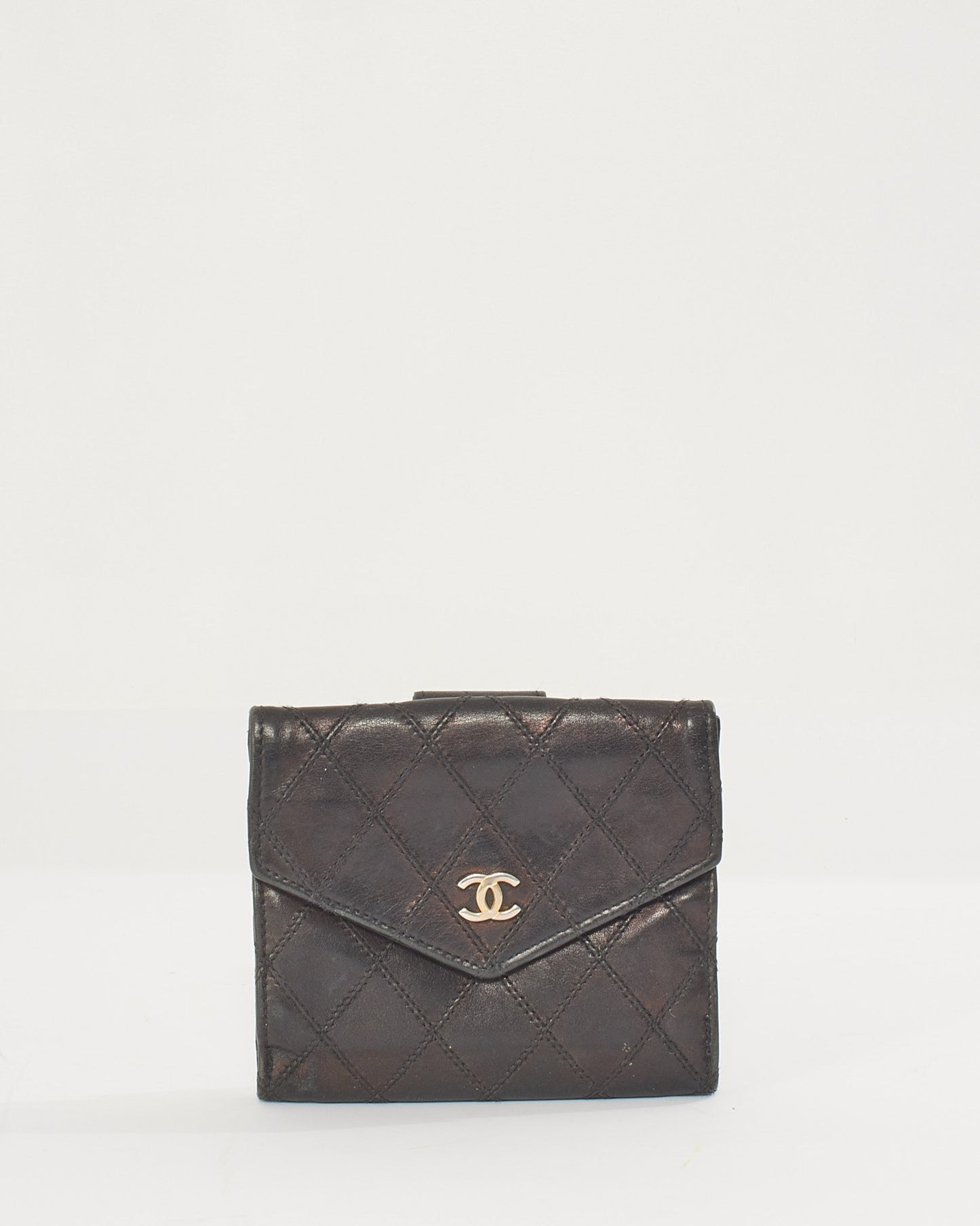 Chanel Black Lambskin Leather Square Wallet