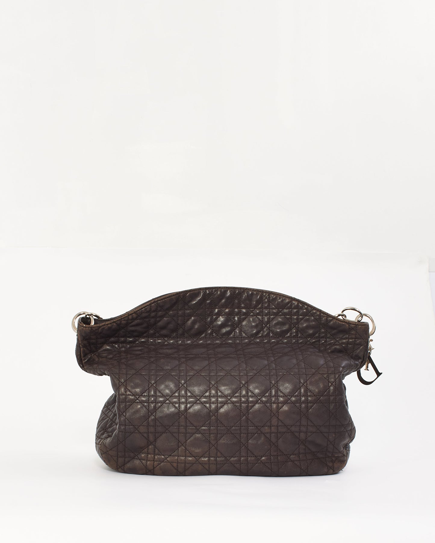 Dior Brown Lambskin Cannage Leather Soft Hobo Bag