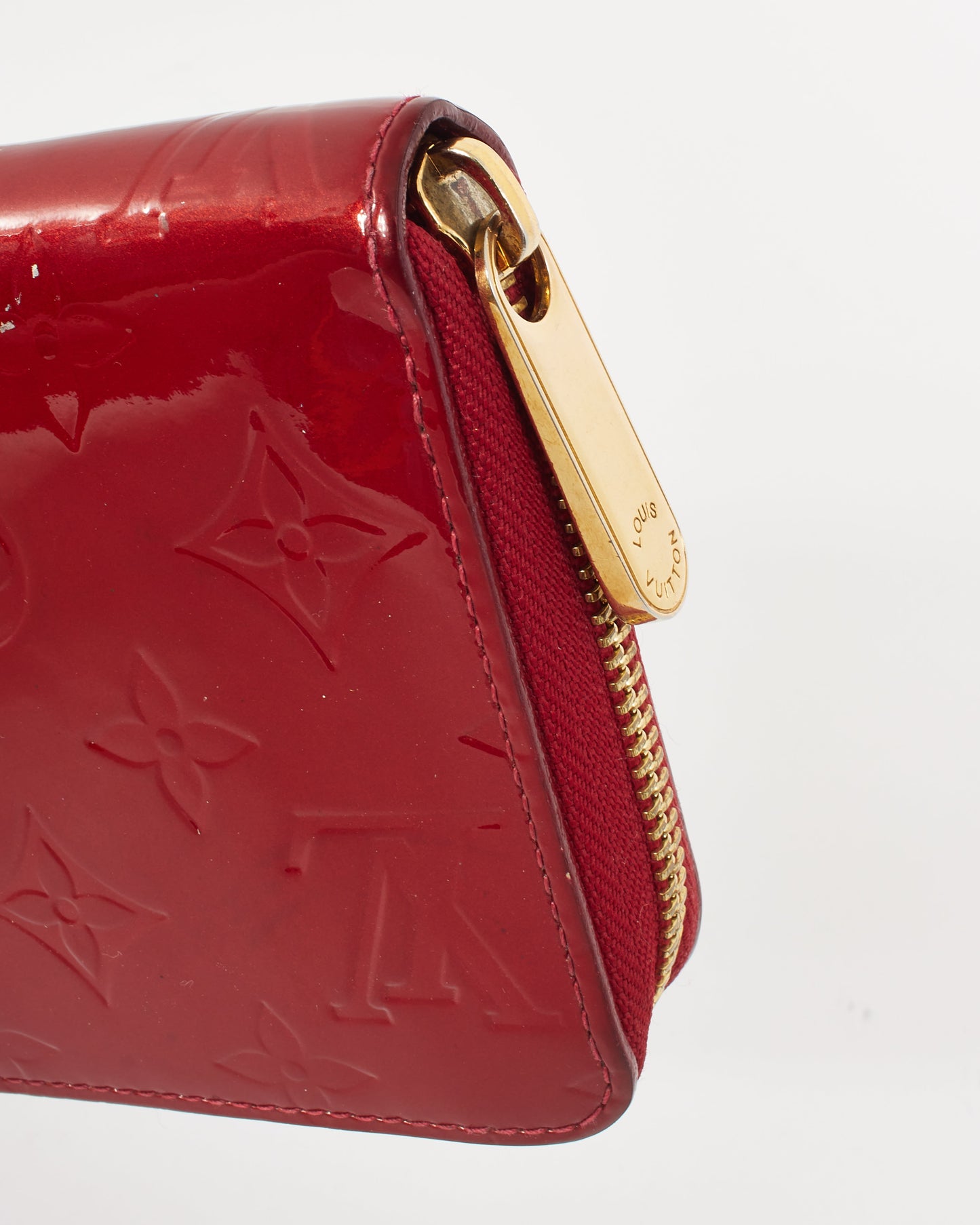 Louis Vuitton Red Monogram Vernis Leather Zippy Wallet