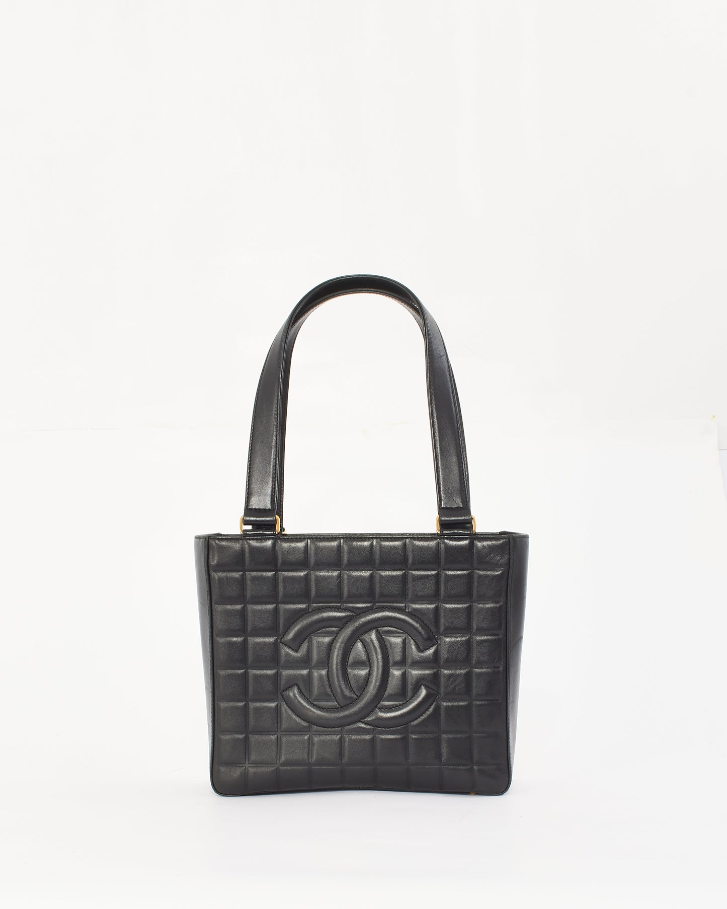 Chanel Black Leather E/W Chocolate Bar Tote Bag