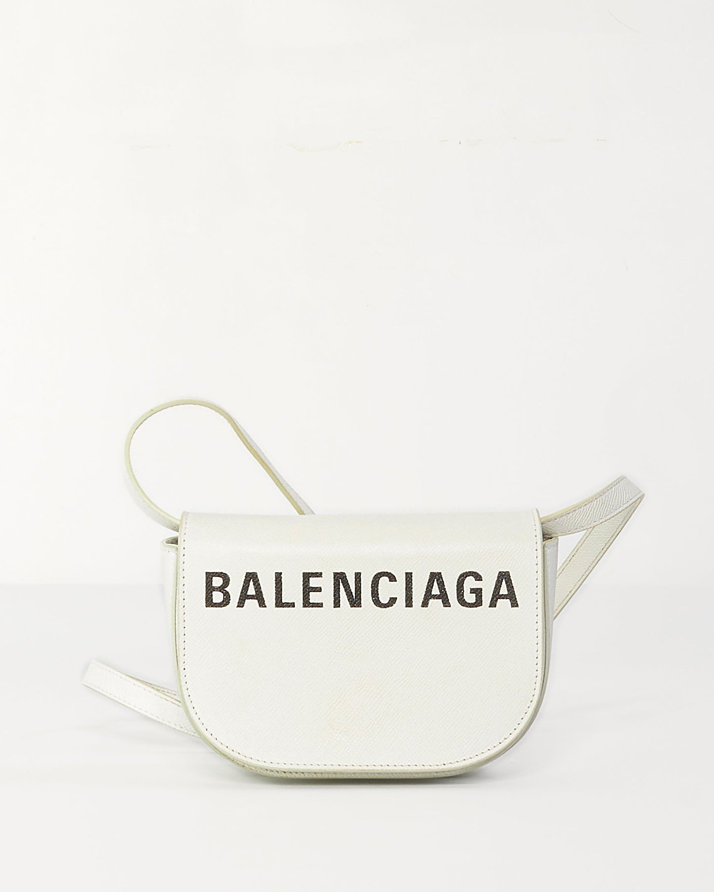 Balenciaga White Leather XS Logo Ville Day Crossbody Bag
