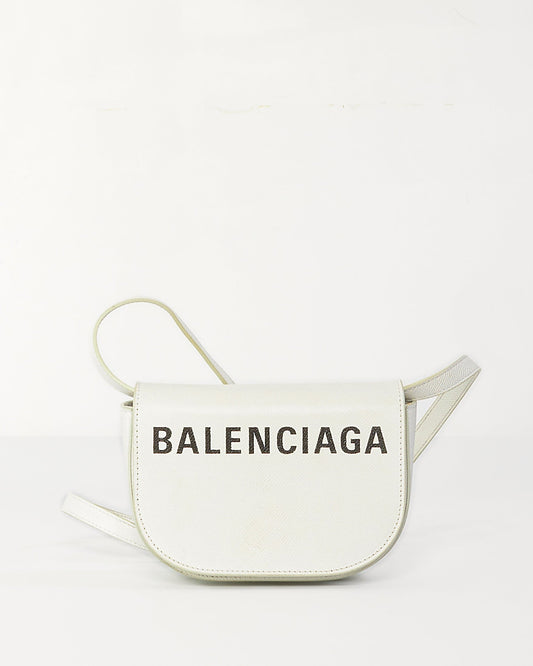 Balenciaga White Leather XS Logo Ville Day Crossbody Bag